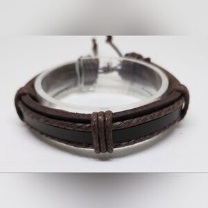 Men's‎ bracelet leather layered brown new e71